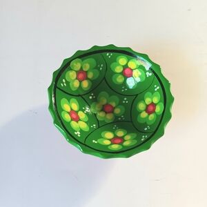 Tonal Mexican Hand Painted Floral Potterry Bowl Trinket / Ring Dish